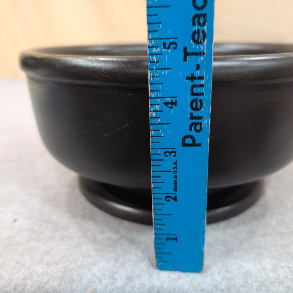 Vintage Black Wooden Pedestal Bowl Round Footed Decorative Catchall Dish - Picture 4 of 5
